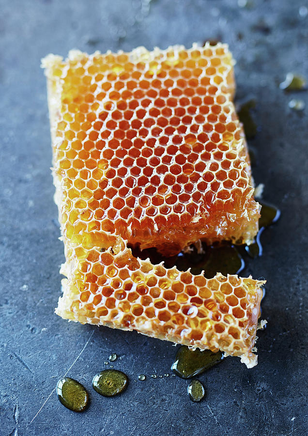 a honey comb filled with honey