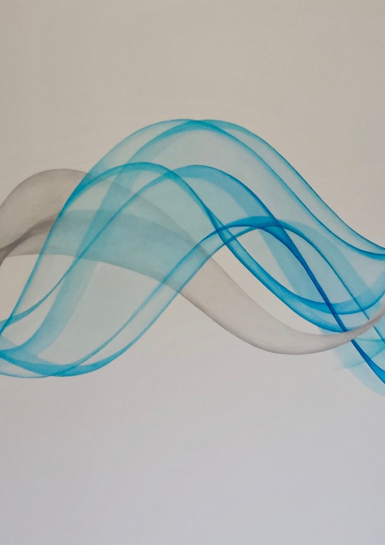Un décor moderne pour animer un mur intérieur. Volutes colorées dansantes et jeux de transparence.