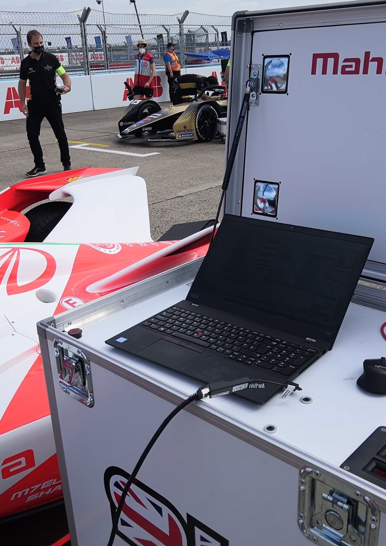 Formula E car on the grid