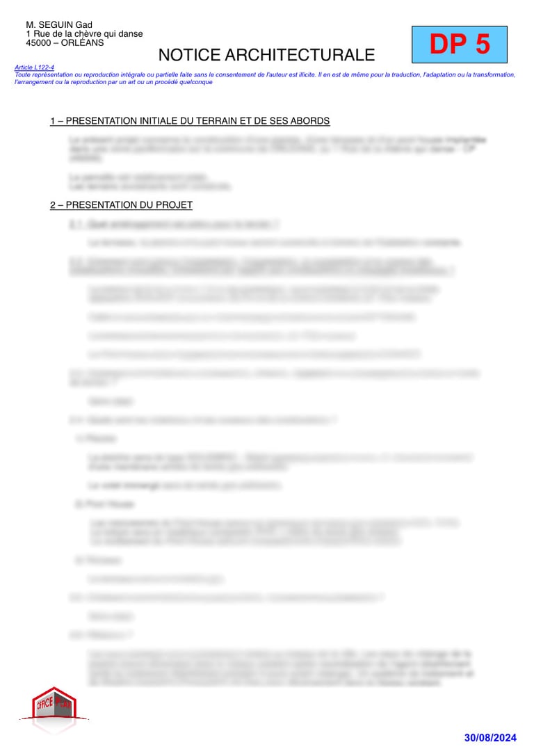 DP5 - notice architecturale - clôture - déclaration prealable - office-plan orléans