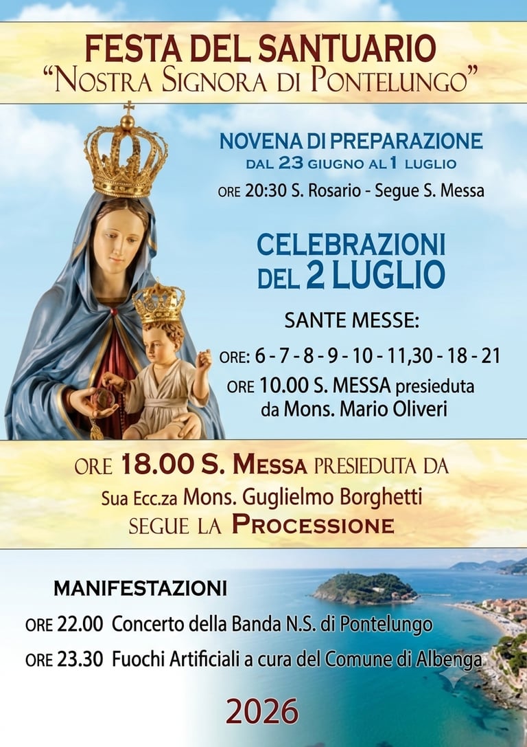volantino Festa del Santuario Nostra Signora di Pontelungo 2 luglio 2026