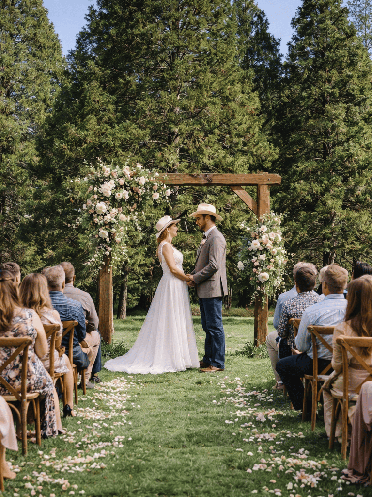 WEdding ceremony at Creekside Meadow at Kowana Valley