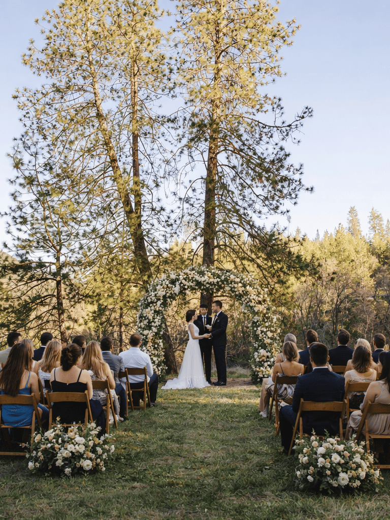 WEdding ceremony at Evergreen Terrace at Kowana Valley