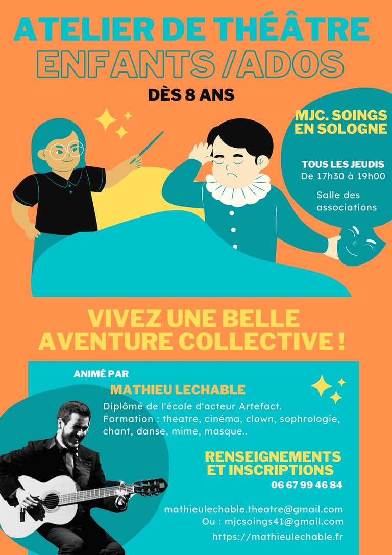 Ateliers théâtre enfants ados Soings en sologne