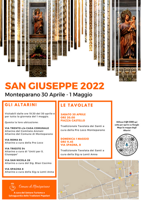 locandina delle tradizioni di san giuseppe a monteparano 2022