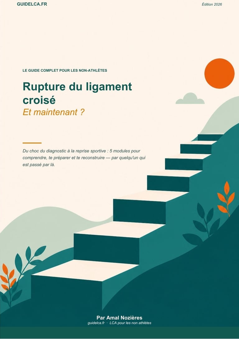 Couverture du coffret GuideLCA « Rupture du ligament croisé — Et maintenant ? » pour les non-athlète