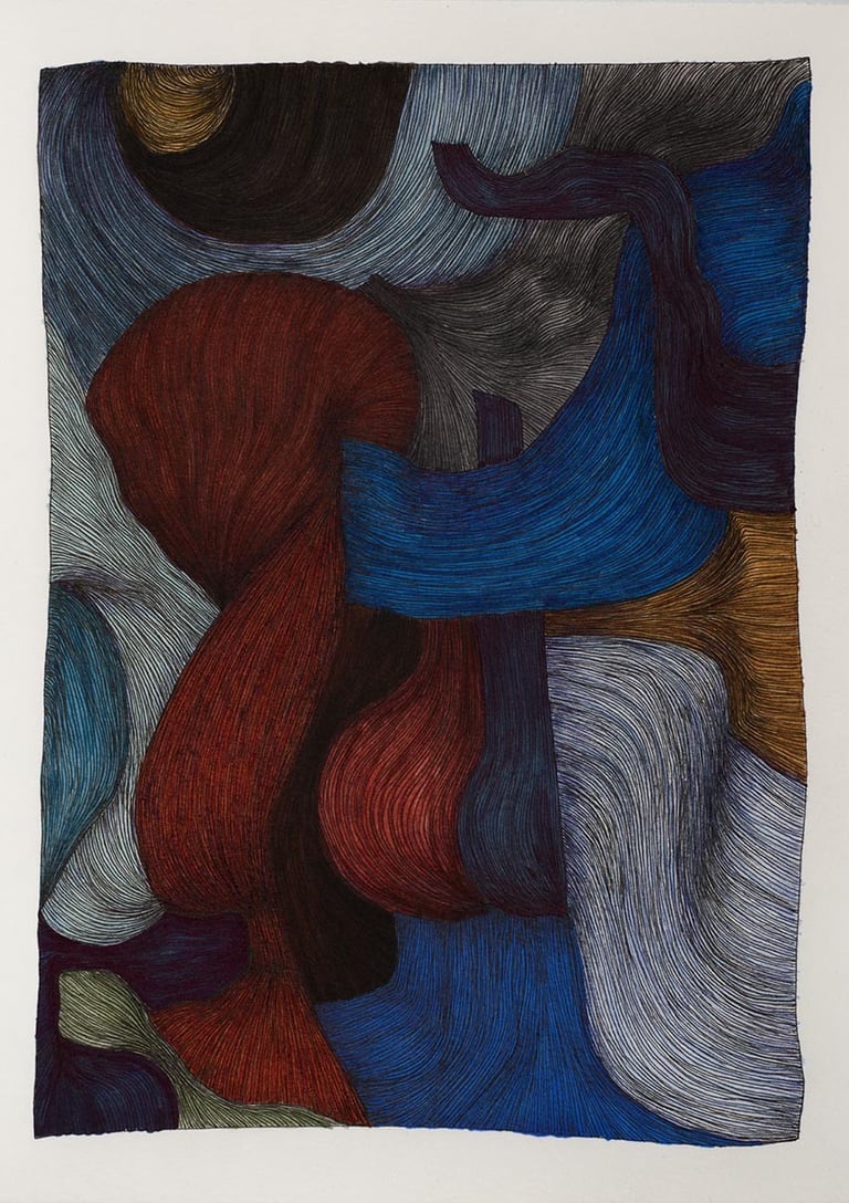 dessin abstrait encres couleurs