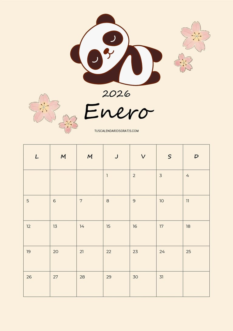 portada Calendarios mensuales 2026 año completo para descargar diseños kawaii