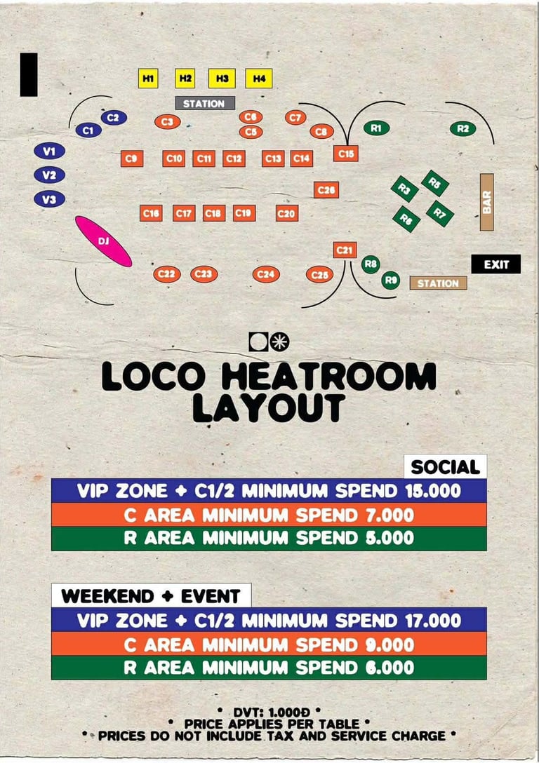 Loco Complex Heatroom NightClub Floor Plan Map Layout
