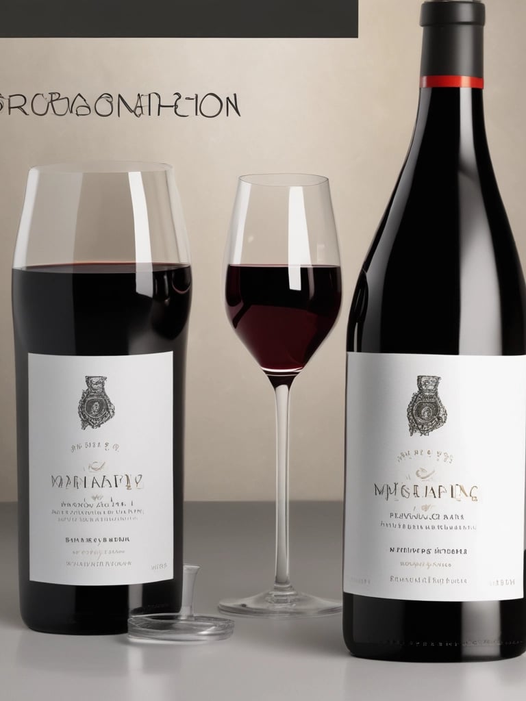 A vibrant photograph of a deep red Merlot bottle next to a glass filled with rich red wine on a wooden table.