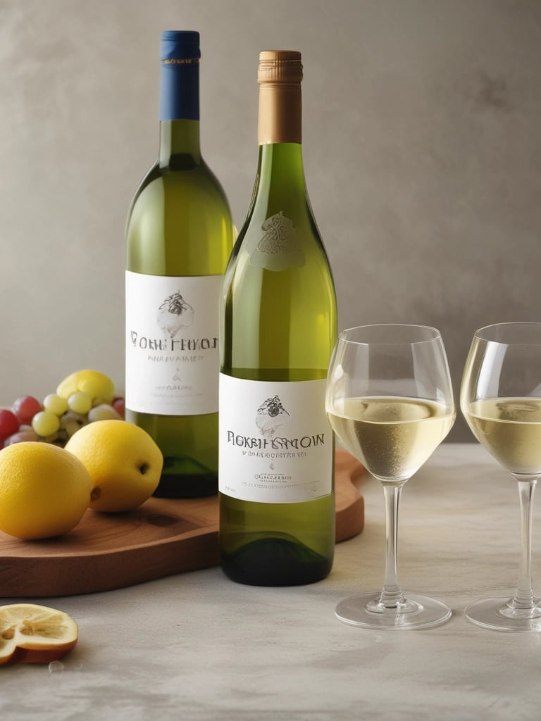 A vibrant photograph of a deep red Merlot bottle next to a glass filled with rich red wine on a wooden table.