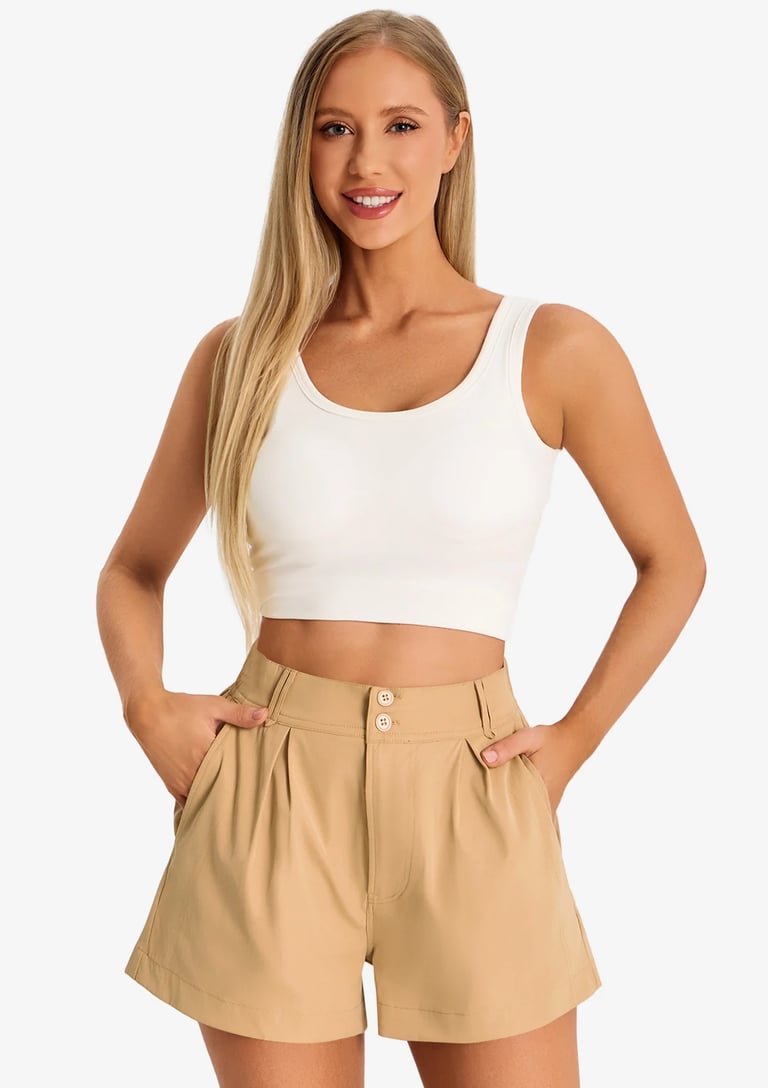 khaki high waist shorts