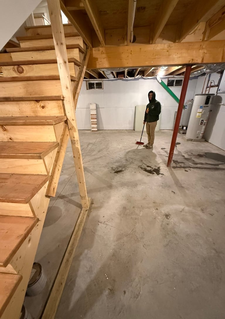 Basement cleared after junk removal and cleanout service