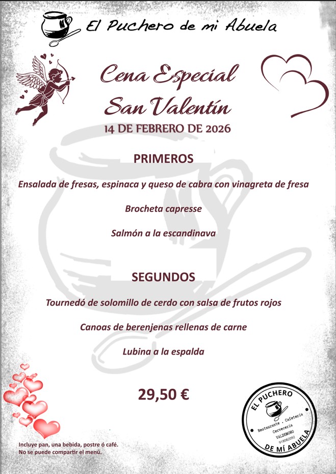 cena romántica San Valentin