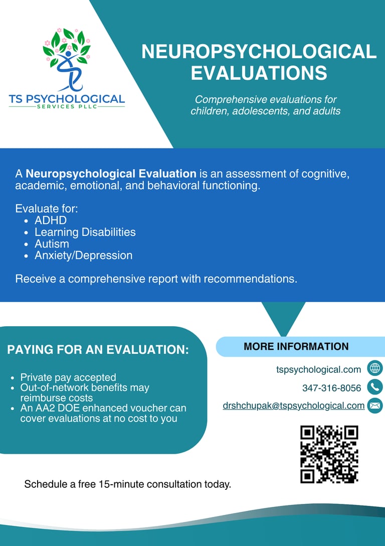 Neuropsychological Evaluation with Dr. Shchupak in Brooklyn