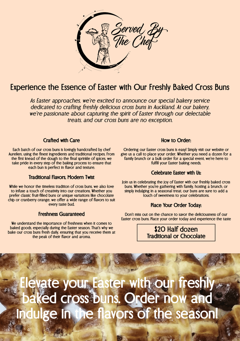 a flyer for a bakery with cross buns