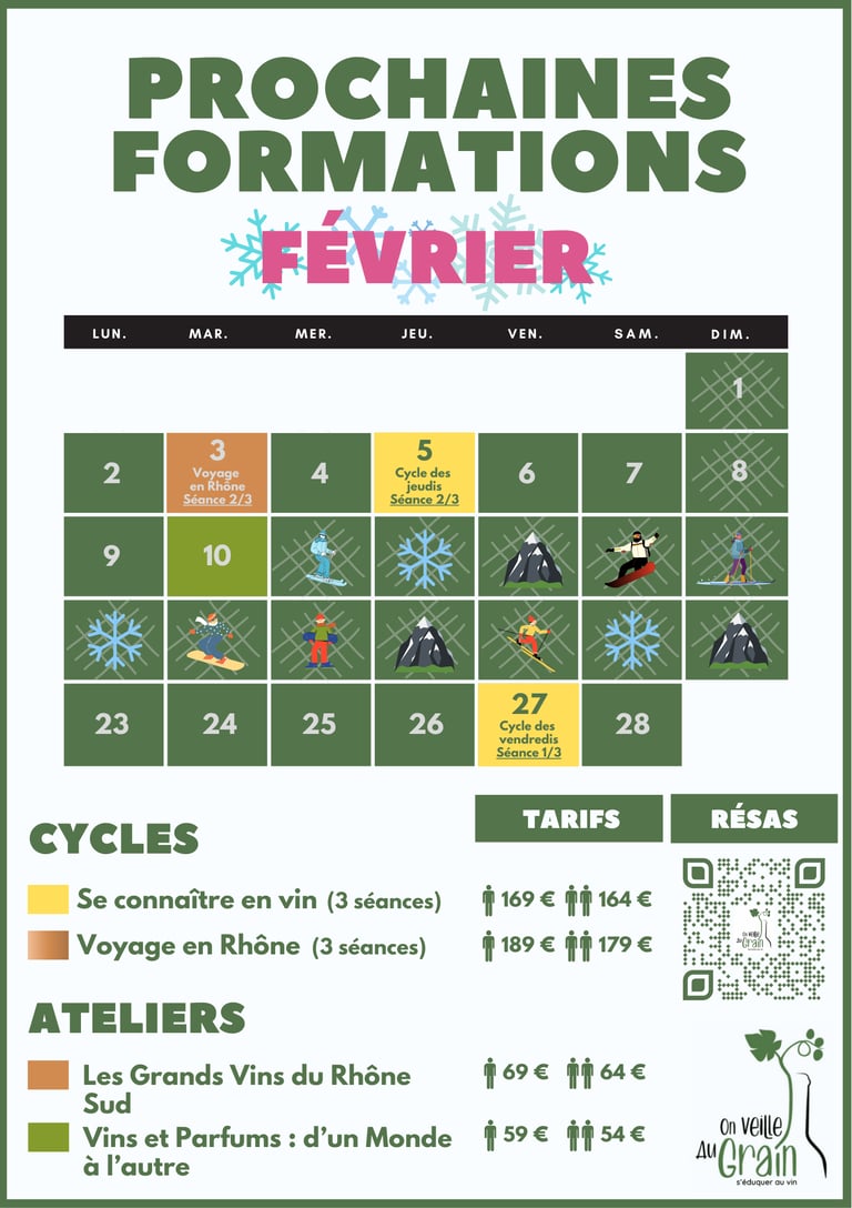 cours oenologie fevrier 2026 dégustation de vins lyon on veille au grain