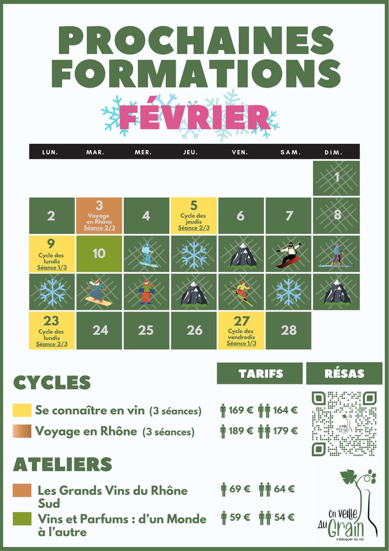 cours oenologie fevrier 2026 dégustation de vins lyon on veille au grain