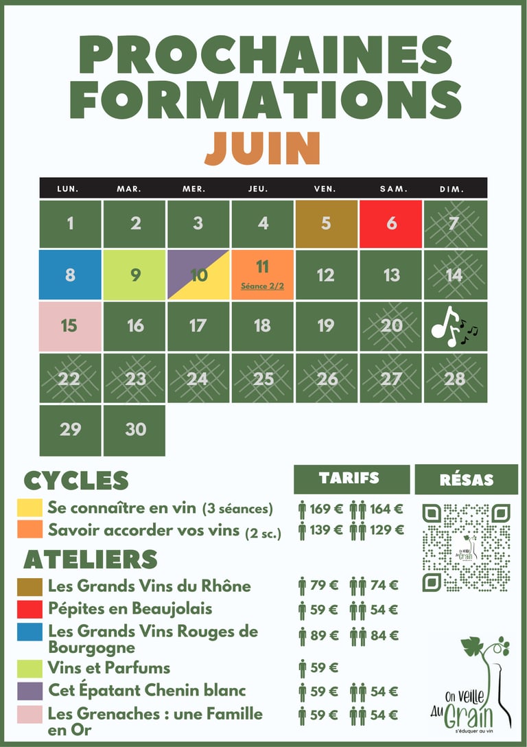 cours oenologie juin 2026 dégustation de vins lyon on veille au grain