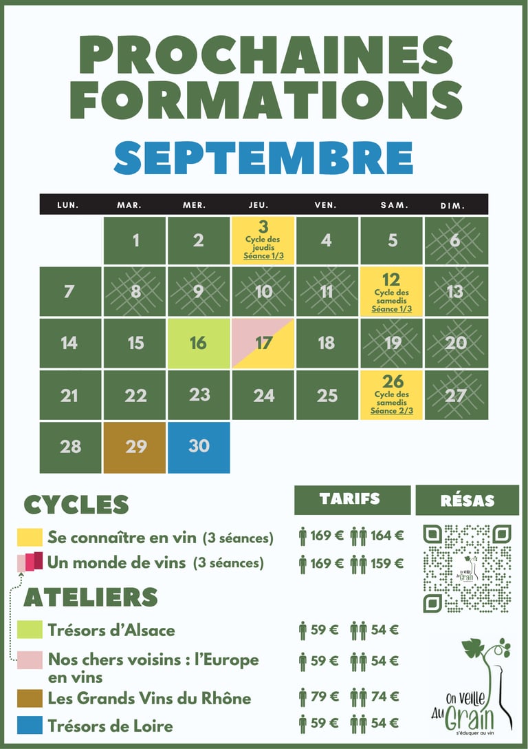 cours oenologie septembre 2026 dégustation de vins lyon on veille au grain