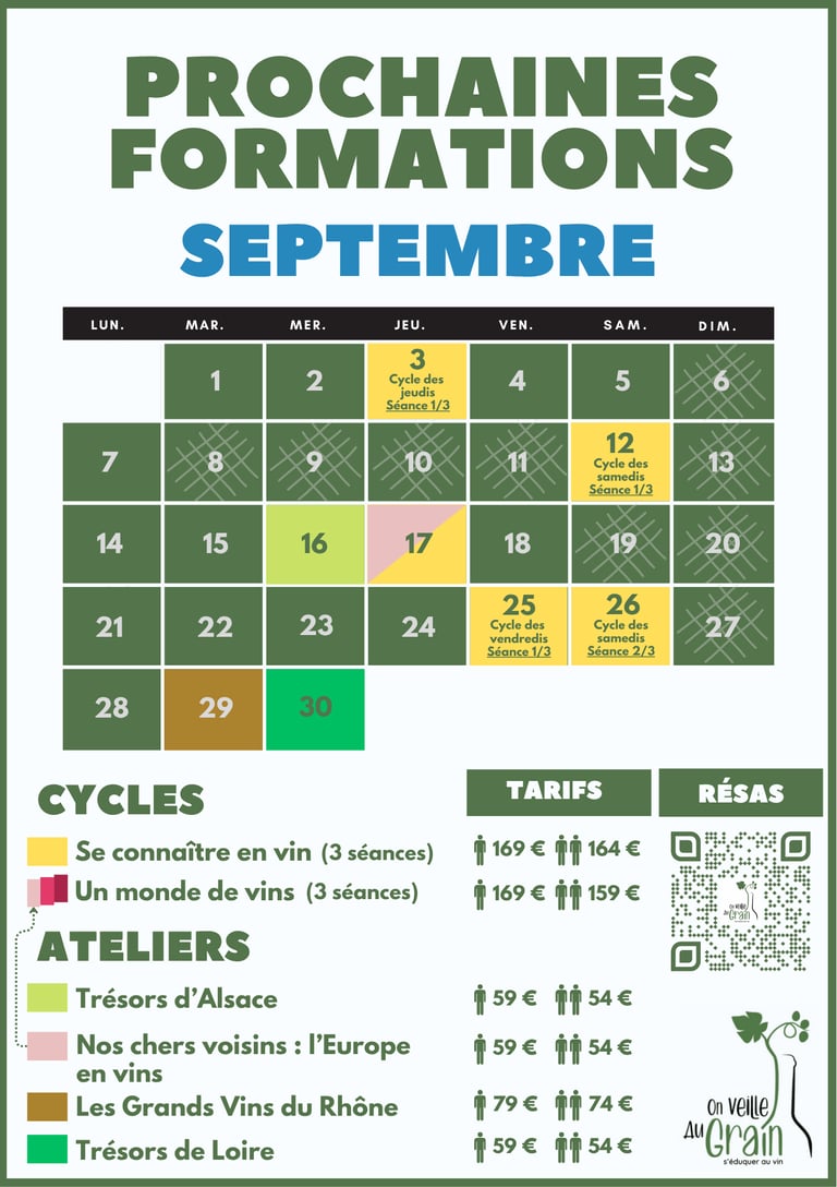 cours oenologie septembre 2026 dégustation de vins lyon on veille au grain