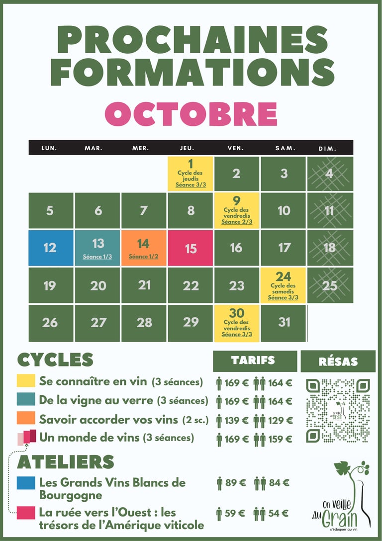 cours oenologie octobre 2026 dégustation de vins lyon on veille au grain