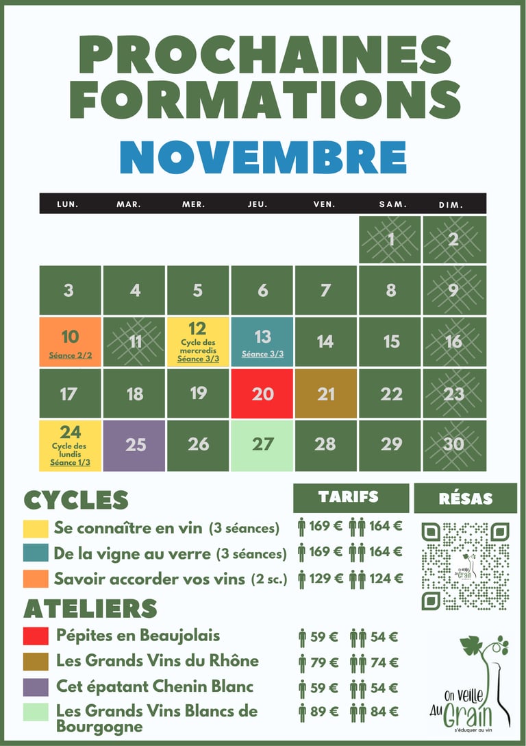 cours oenologie novembre 2025 dégustation de vins lyon on veille au grain