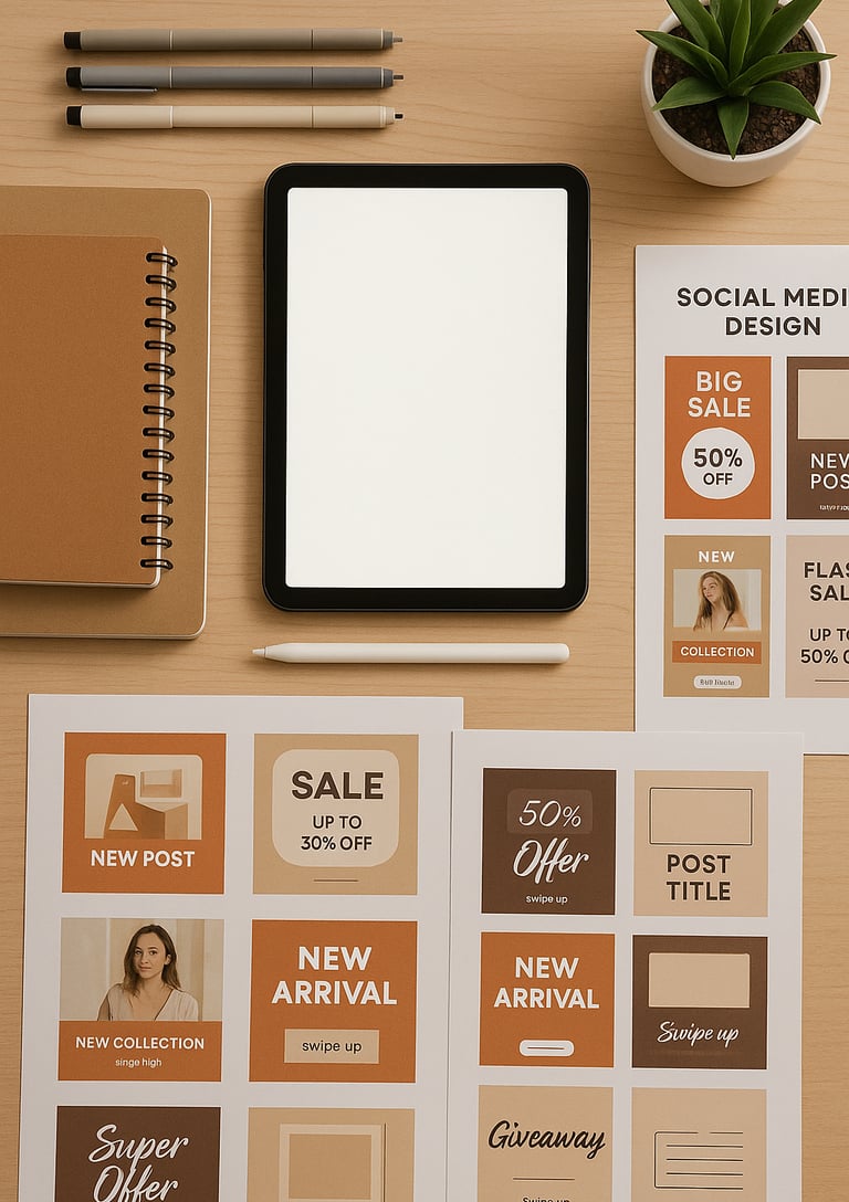 Workspace-organizado-tablet-canetas-notebooks-projetos-design-redes-sociais