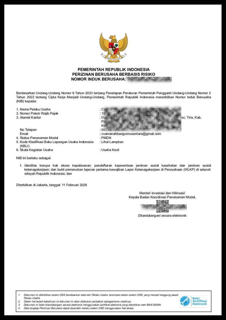 contoh NIB