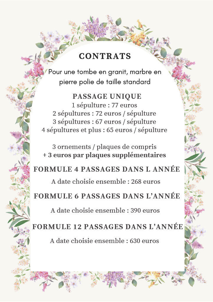 tarifs nettoyage sépultures Charente Maritime
