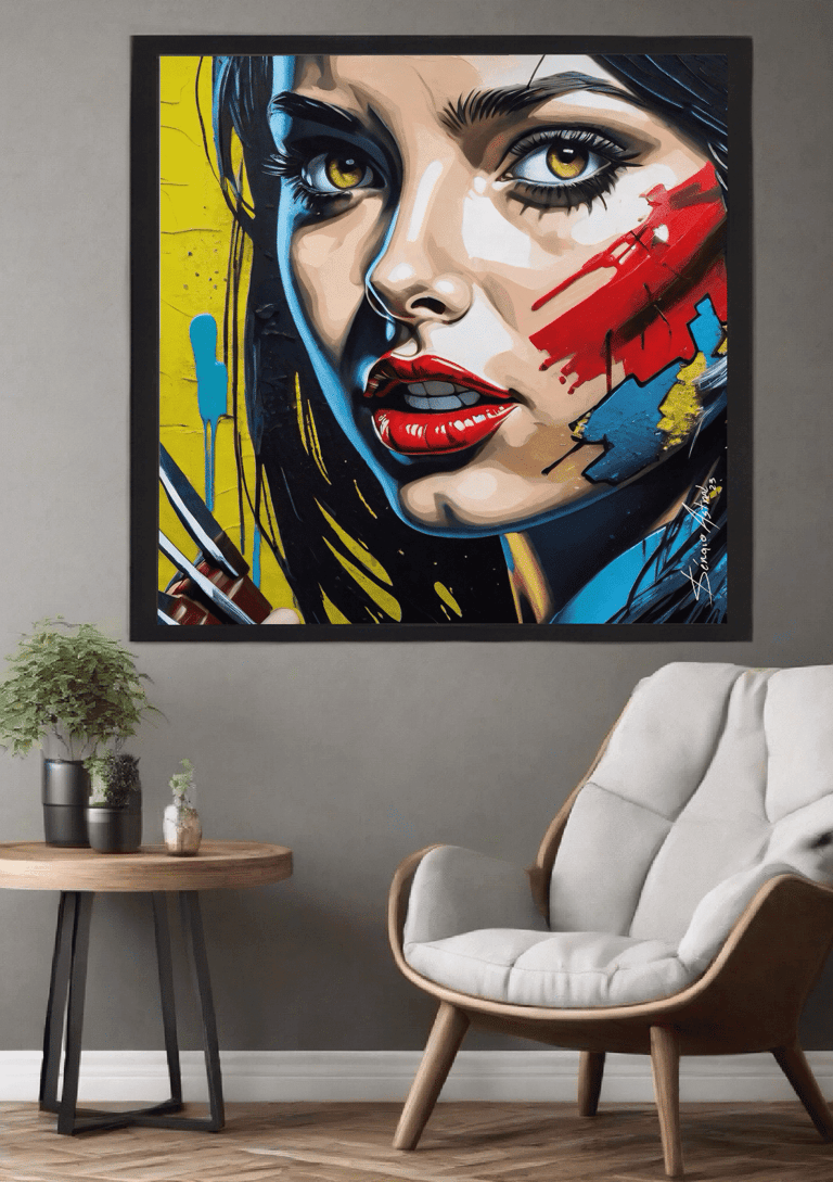 Obra de arte feita sob medida, harmonizando com a decoração minimalista.