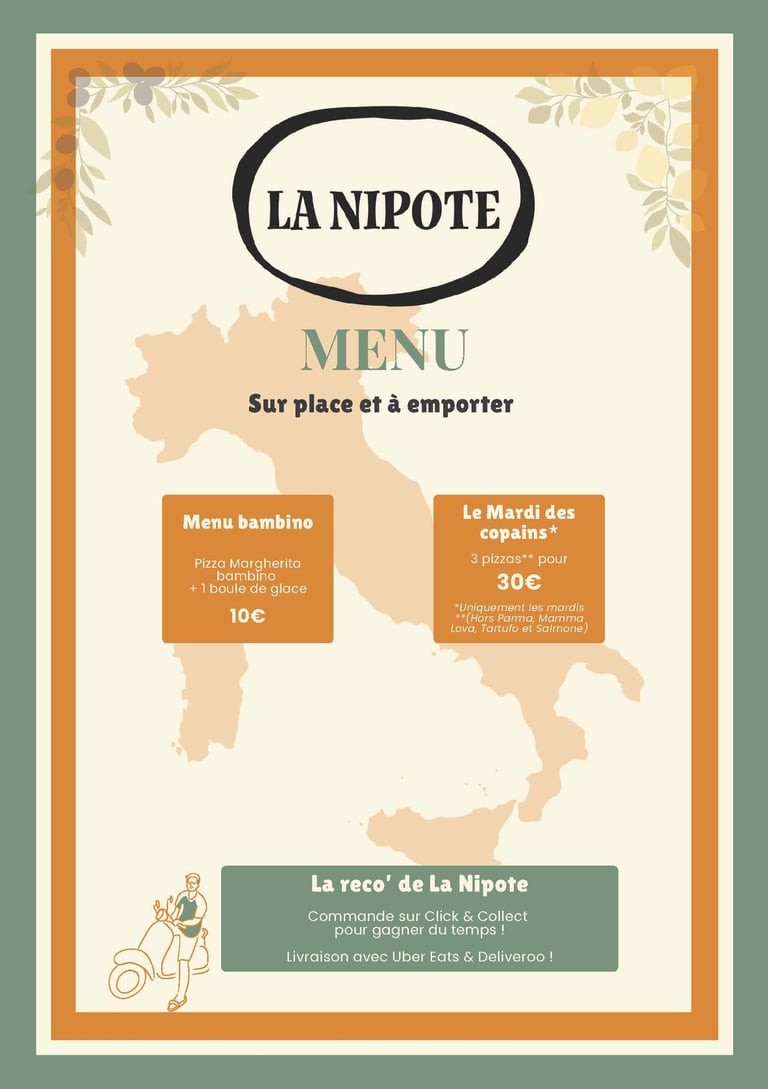 Première page du Menu