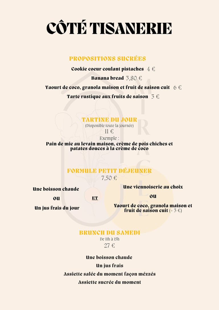 Carte tisanerie Ô Miracle bistro végétal