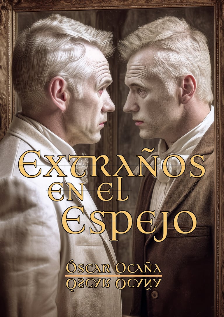 Portada del libro de teatro "Extraños en el espejo" de Óscar Ocaña Parrón
