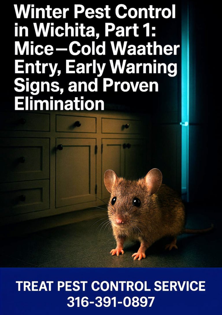 Photorealistic nighttime kitchen or mudroom in Wichita, Kansas. Clean cabinets, soft refrigerator glow, baseboard area subtly