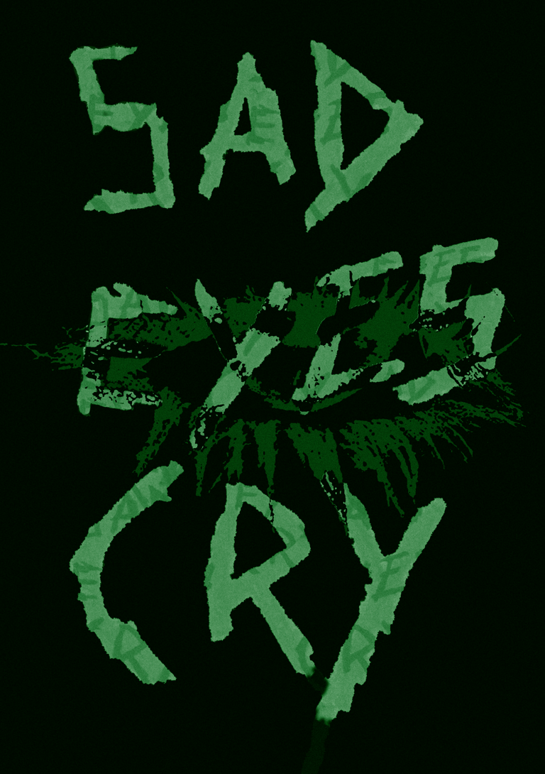 "Alice Practice" (Crystal Castles). Photo d'œil colorisée en vert et paroles à la craie grasse verte