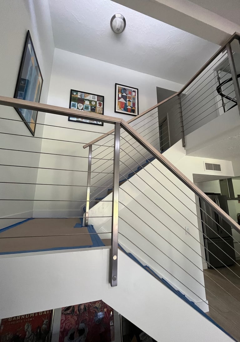 Upgraded staircase with modern touches