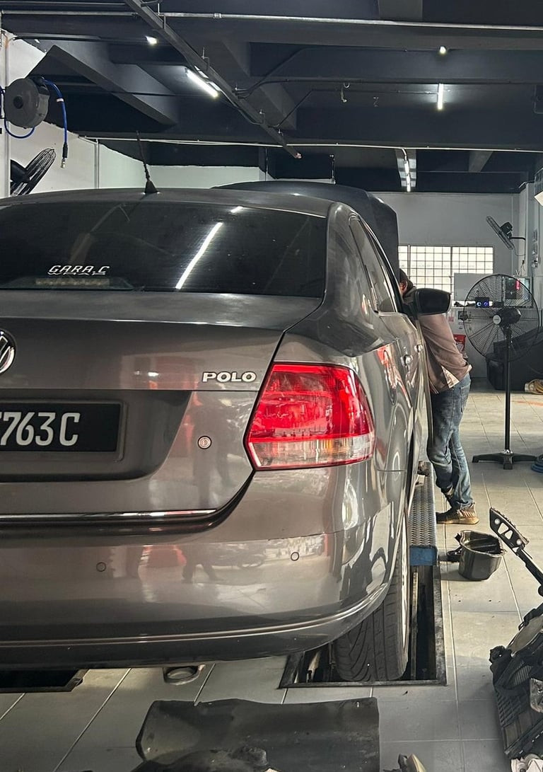 a man in a garage