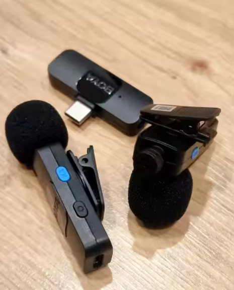 a microphone and a microphone on a table