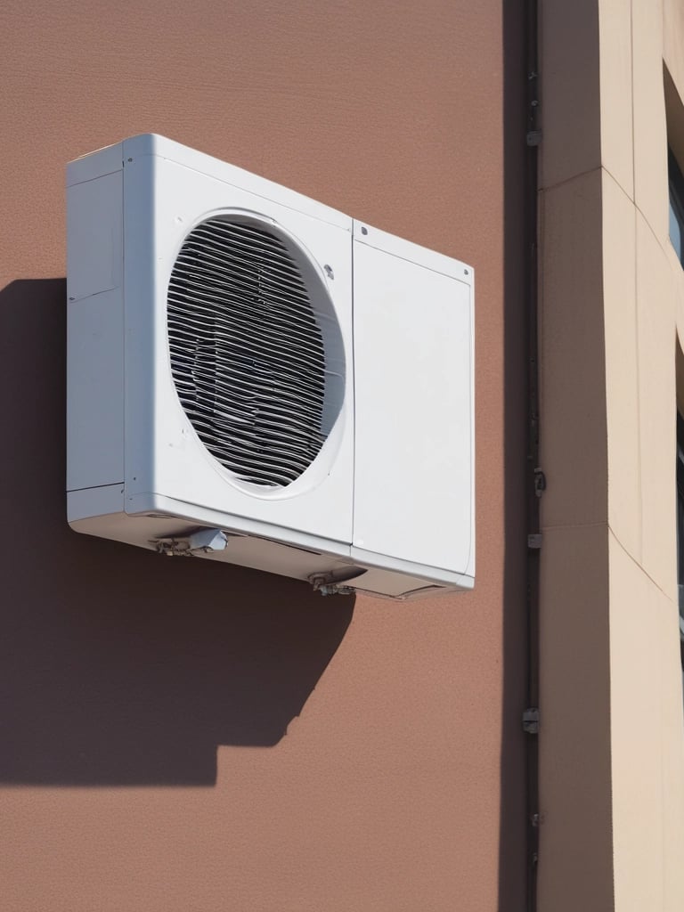 A air conditioner mounted to the side of a building