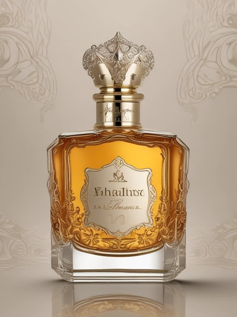 Two elegant perfume bottles are displayed on a soft, textured fabric surface. One bottle, labeled Prada, is tilted and has a light pink hue, while the other, labeled Chanel No 5, is upright with a golden yellow liquid inside. The scene exudes luxury and sophistication.