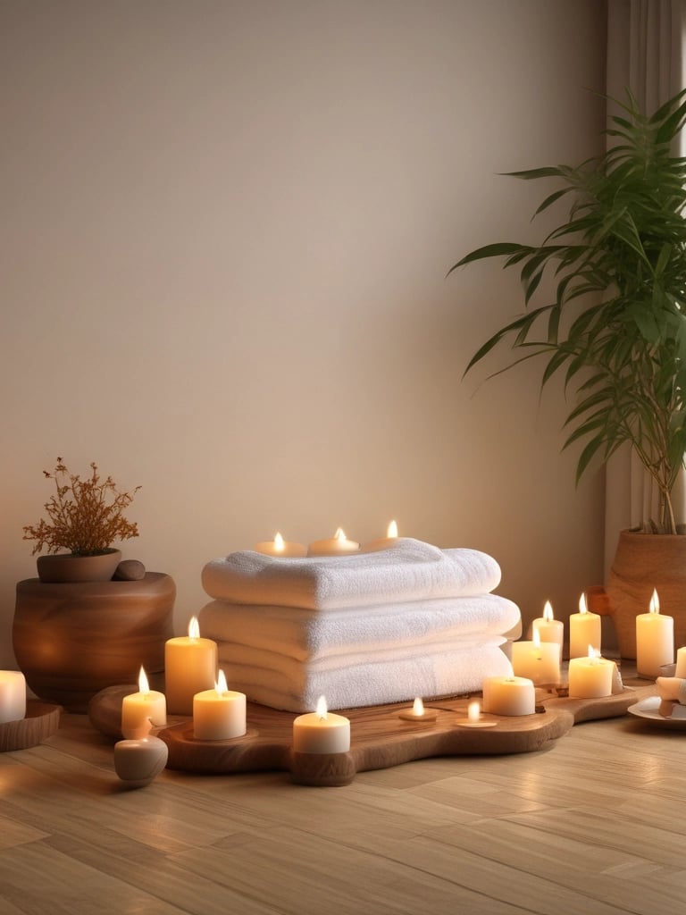 a couple of people laying in bed with candles