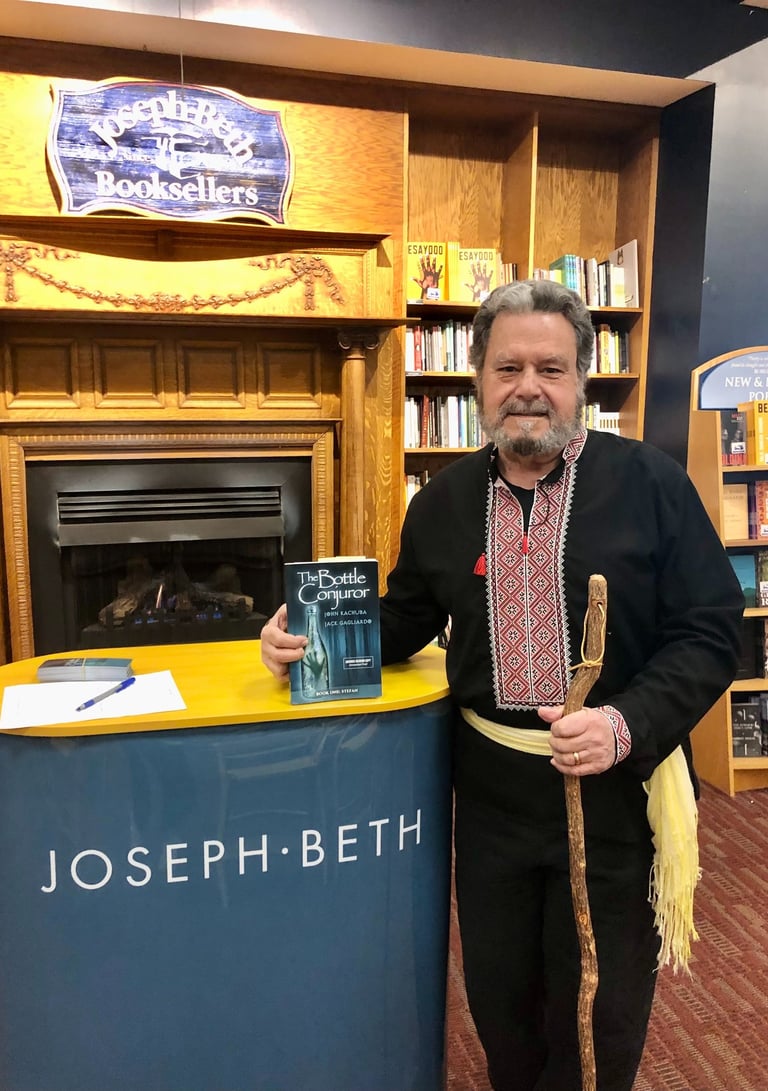 Author John Kachuba at Joseph-Beth bookstore The Bottle Conjuror Event Dressed as a Romani Conjuror