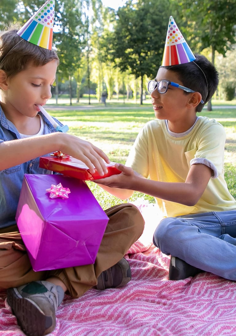 Kids celebrating a birthday outdoor