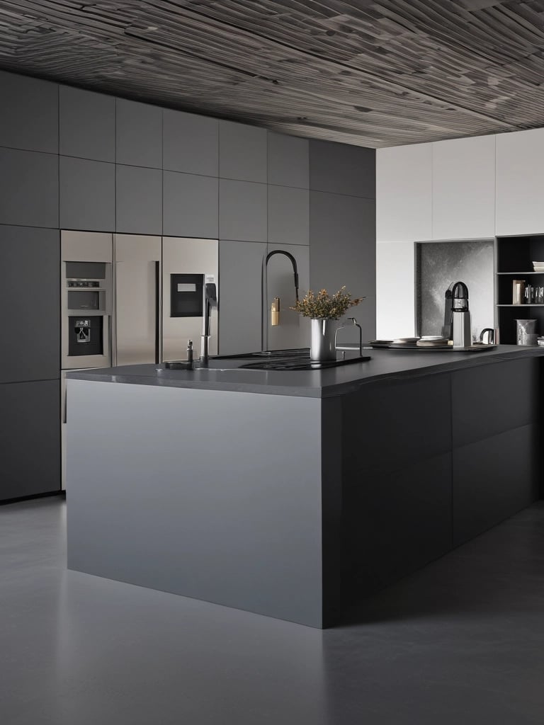 A modern kitchen with warm wooden cabinets and a cozy dining nook bathed in natural light.