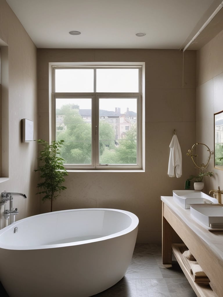 A sleek modern bathroom featuring a glass shower screen and elegant wash basin under soft lighting.