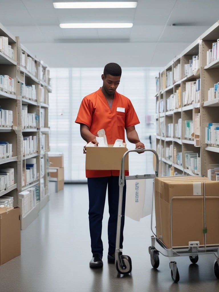 A courier carefully loading temperature-controlled medical specimens into a secure vehicle at dawn.