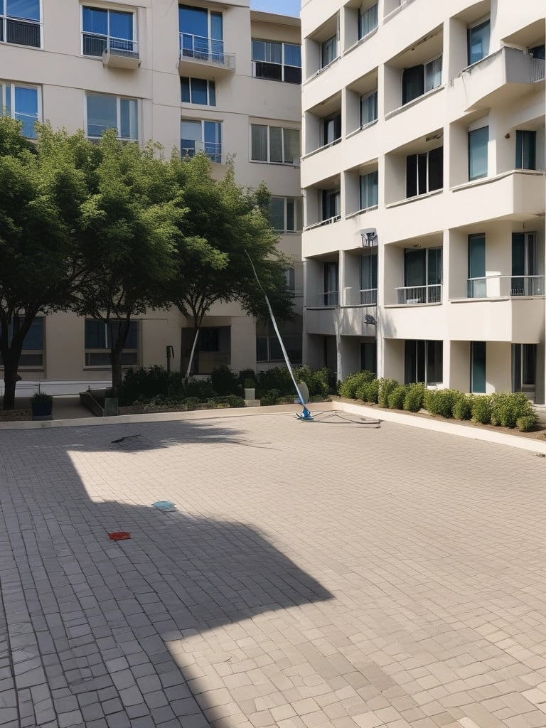 Photo of a team member from Copronet Toulouse cleaning a communal hallway floor with professional equipment.