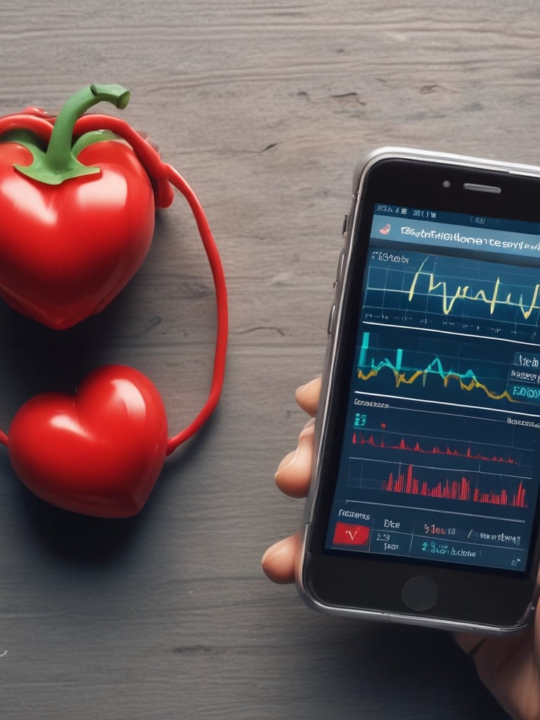 A close-up of a person using a heart rate monitor with a teal strap, showing the device screen displaying pulse data.
