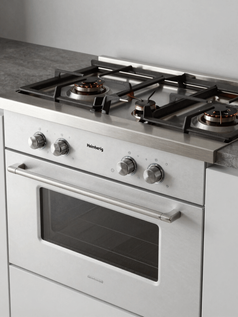 A sleek black and white photo of a modern kitchen workspace showcasing a minimalist small appliance from heimbergh.